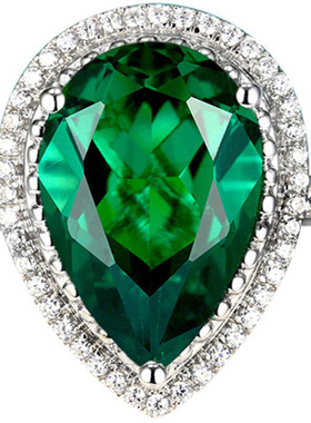 925纯银克拉水滴形彩宝指环18k金