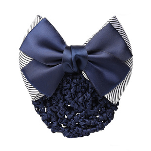 高级感头花女职业盘发网兜酒店护士银行空姐服务员工作发夹发饰品