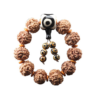 大金刚菩提单圈佛珠大号手串配饰套餐紫檀手把件凤眼隔珠佛头三通