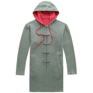 楠唐装男装中国风中长款风衣男外套双面披风大衣复古盘扣长袍牧风