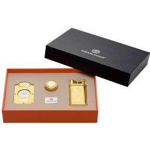 CIGARLOONG茄龙雪茄打火机三件套雪茄打火机雪茄剪刀雪茄托礼盒装