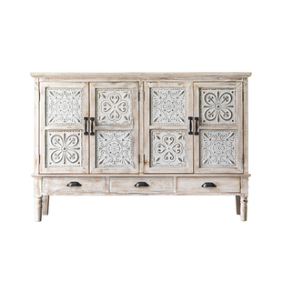 法式做旧复古中古门口鞋柜波西米亚入户柜子餐边柜乡村储物玄关柜