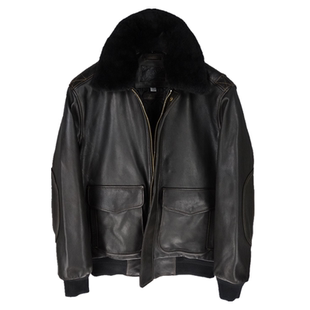 空军飞行服皮夹克山羊皮真皮皮衣机车服男士加棉可拆卸羊羔毛领