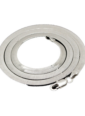 925纯银男士项链 扁蛇骨链 女 短款 锁骨刀片银链子 银饰霸气项链