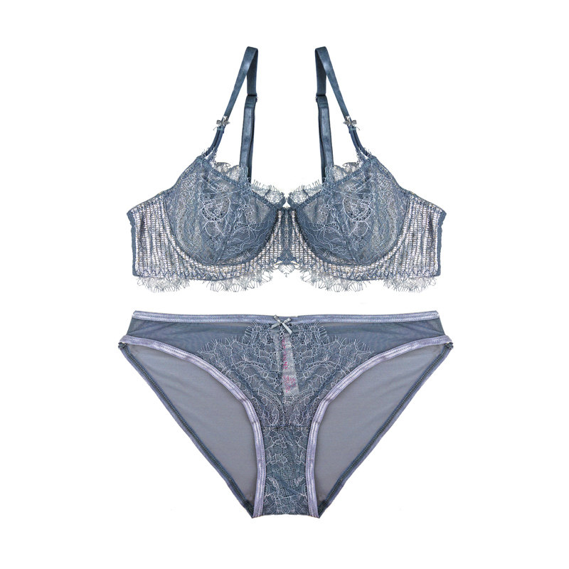 欧美蕾丝文胸法式性感内衣套装女薄款无钢圈bralette