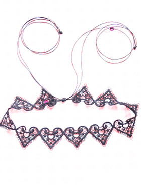 防过敏镂空心形黑白色蕾丝项圈