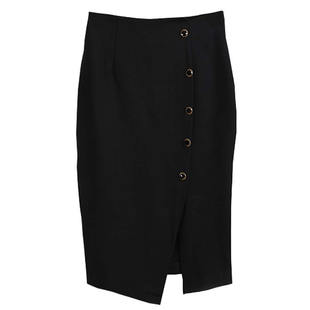 包臀半身裙开叉中长款女春季大码黑色职业排扣修身韩版一步弹力裙