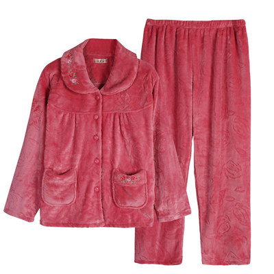 保暖珊瑚绒家居服加肥加大码