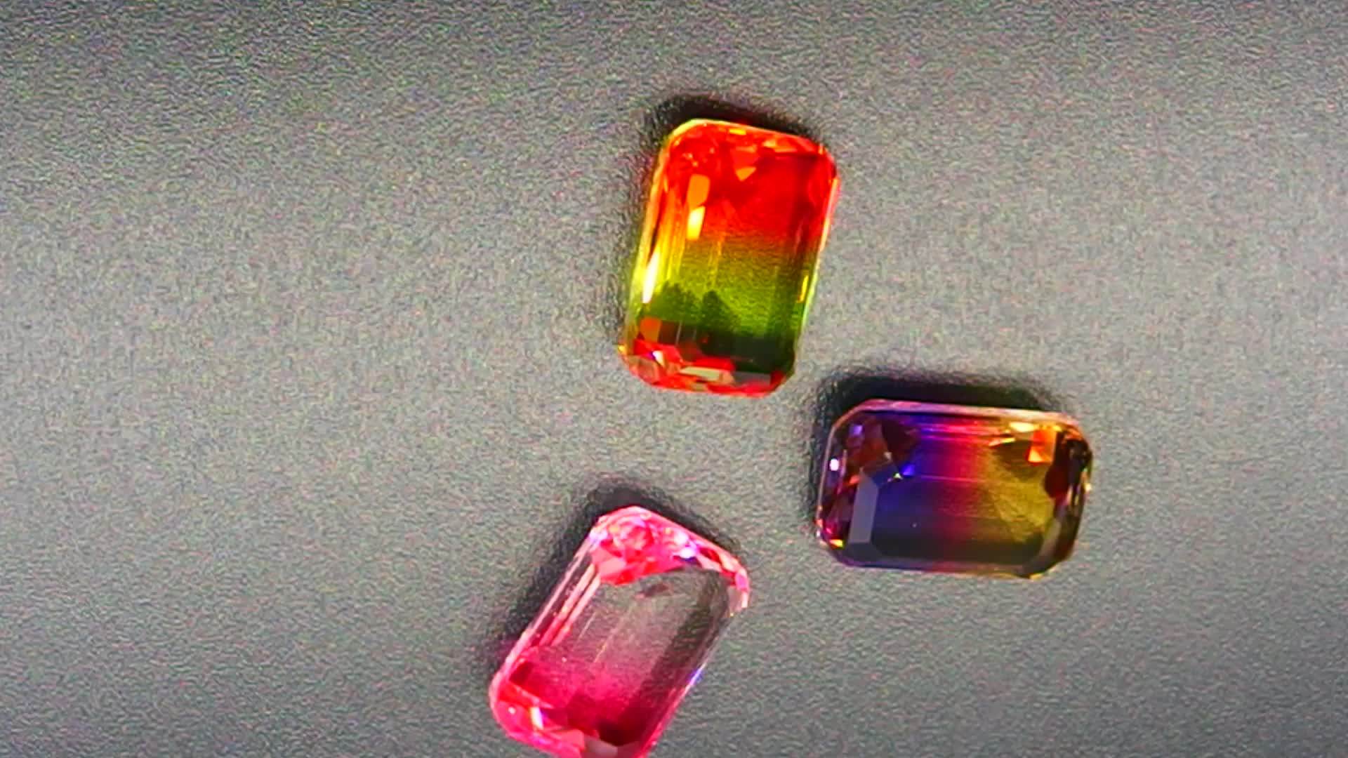 Synthetic Watermelon Tourmaline Emerald Cut Glass Gems Bicolor Watermelon Tourmaline Buy