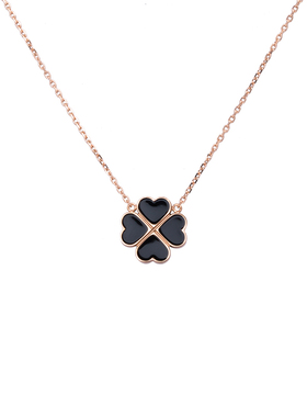 日韩钛钢镀18k玫瑰金幸运四叶草