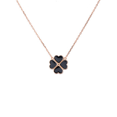 日韩钛钢镀18k玫瑰金幸运四叶草