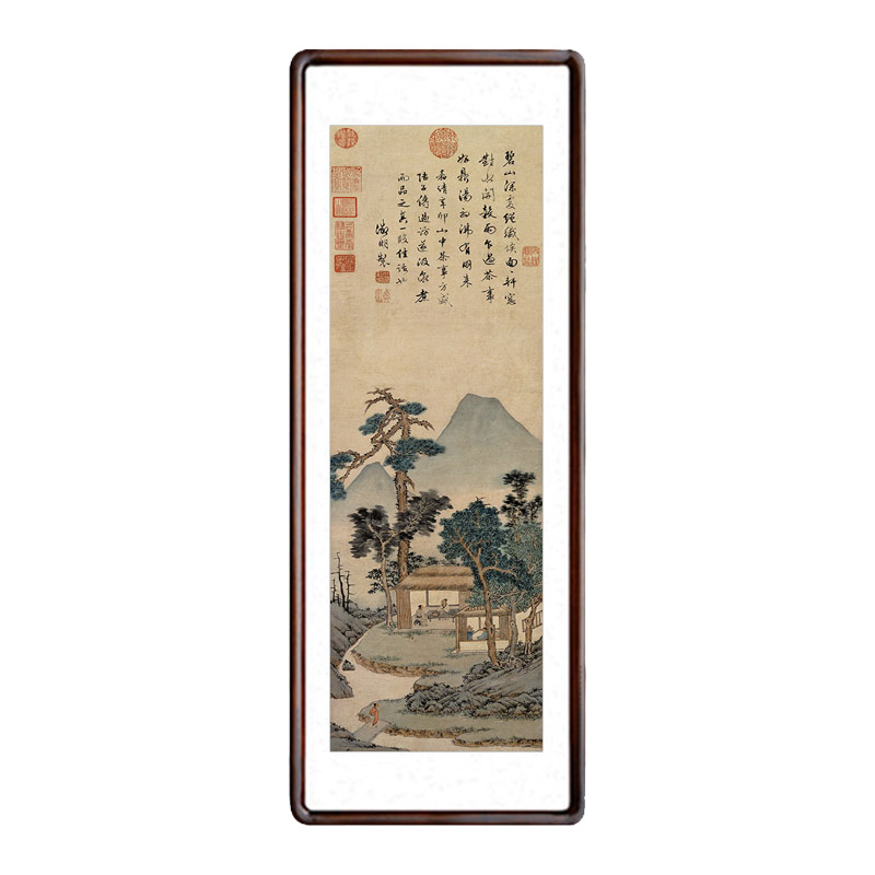 文征明品茶图国画山水画竖版玄关挂画客厅装饰画书房茶室过道字画