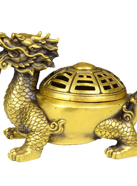 黄铜开盖龙龟摆件客厅办公室