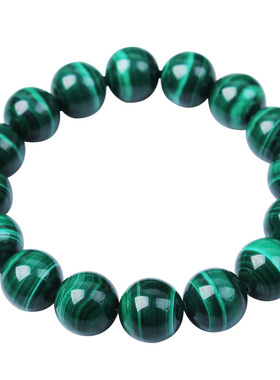 雁唐天然绿孔雀石手链女无染色