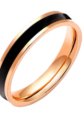 日韩国钛钢情侣戒指镀玫瑰金18K