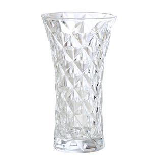 加厚压制水晶玻璃花瓶透明水培富贵竹干花插花瓶摆件客厅简约现代