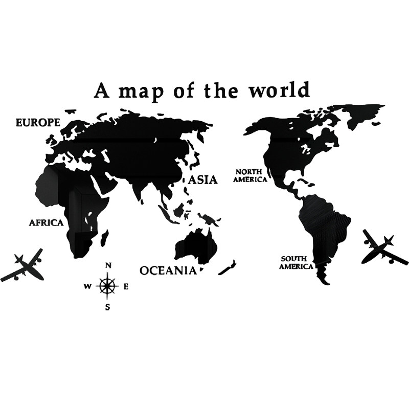世界地图亚克力3d立体沙发墙贴