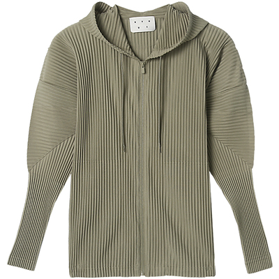 KUYIOU/一生褶 手工三次压褶皱宅男士廓形落肩拉链连帽外套JL114