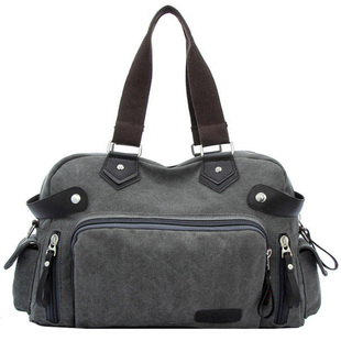 休闲男士大容量短途旅行包手提单肩包斜跨包帆布包书包潮男手拎包