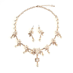 锁骨链时尚简约欧美夸张大牌珍珠项链耳环套装水钻女婚纱礼服配饰