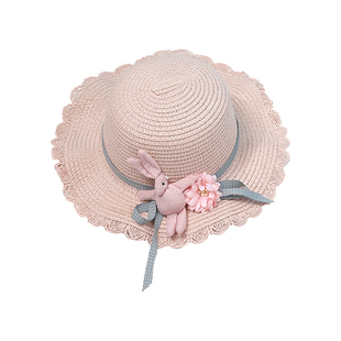 儿童遮阳帽女童太阳帽子夏季草帽渔夫帽公主沙滩夏天防晒宝宝包包