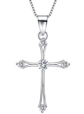 纯银十字架吊坠男女小纯银镀白金