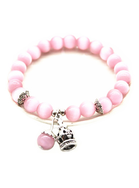 苗银猫眼石串珠手链女少女心铃铛