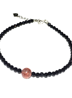 招桃花旺姻缘纯银超闪黑色尖晶石