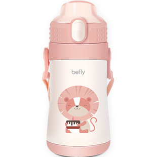 波啡不锈钢儿童保温杯带吸管两用无异味幼儿园宝宝防摔学饮杯