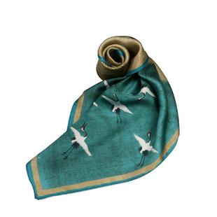 宋徽宗瑞鹤图丝巾杭州真丝桑蚕丝围巾千里江山图大方巾特色纪念品