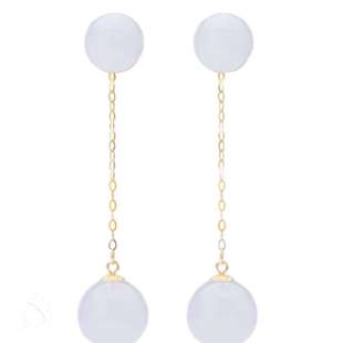 和田玉耳钉女18K金天然白玉兰花耳坠一款两戴羊脂玉时尚耳环耳线