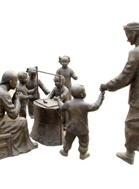 古代民俗商业街人物户外公园铜雕