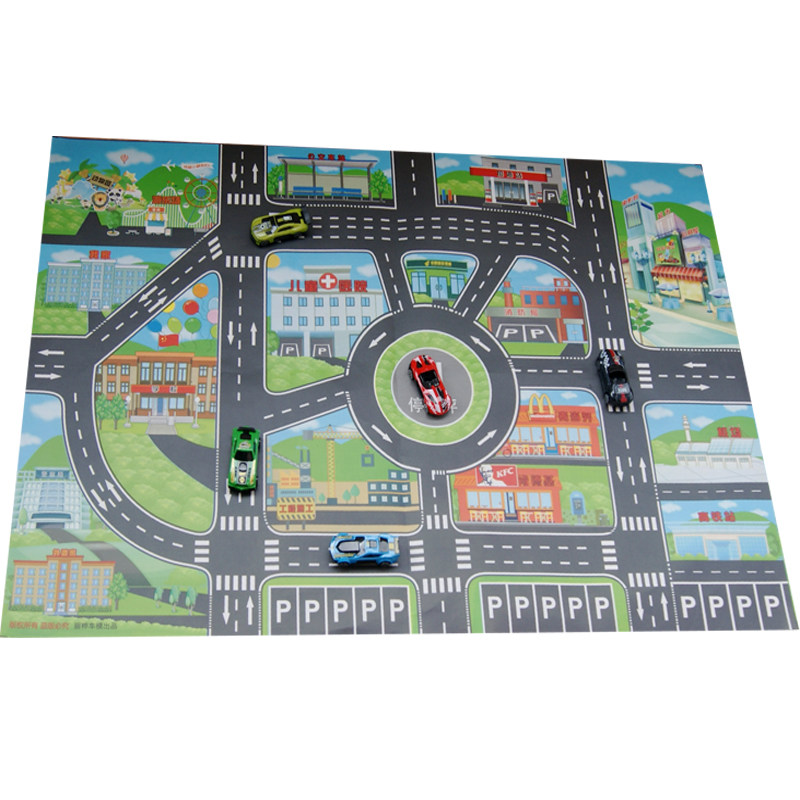 儿童过家家玩具停车场指示牌交通标志路障路标场景模型合金小汽车