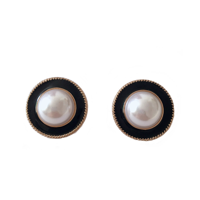 新品 vintage 欧美 复古时髦西洋古董万年经典黑白色耳夹耳钉