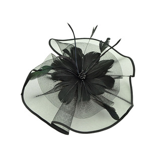 黑色礼服头饰赛马会羽毛花朵派对小礼帽舞台演出夸张走秀发饰品