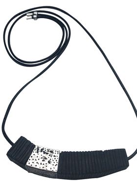 新品弯曲黑檀木项链女穿孔棉麻