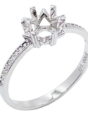 莫桑钻死口固定圈克拉配件银戒指