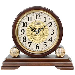 康巴丝实木座钟木质欧式台钟美式客厅钟表卧室电波钟现代简约时尚