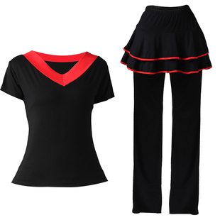 广场舞两件套中老年舞蹈服新款套装短袖裙裤大妈跳舞演出服松紧腰