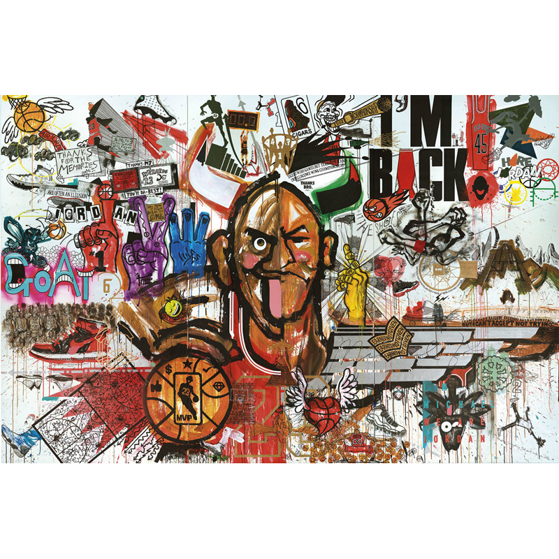 MichaelJordan乔丹本色之墙大海报油画布喷绘定制定做可来图定制