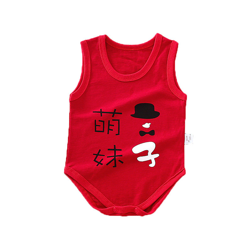 婴儿包屁衣夏季新生儿衣服纯棉薄款无袖三角哈衣短袖夏装连体睡衣