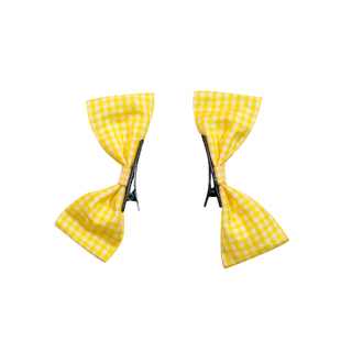 徐梦洁同款原创雏菊柠檬黄格子蝴蝶结发夹少女日系可爱lolita头饰