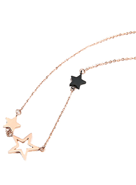 时尚款女钛钢玫瑰金抖音chic项链