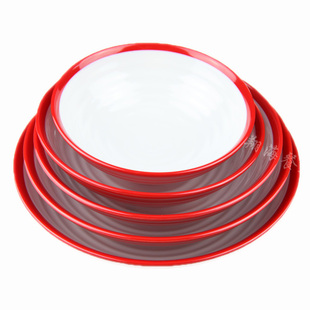 美日嘉宝可定制双色密胺仿瓷面碗摔不破塑料拉面商用日式红白菜碗