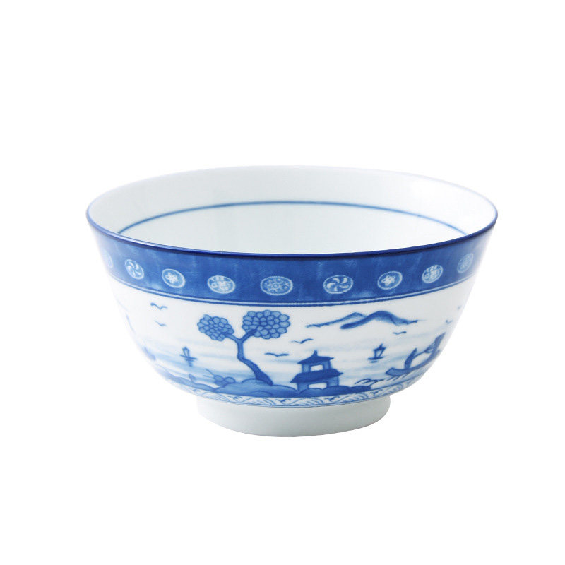 日式和风陶瓷餐具套装高温釉下彩机印陶瓷饭碗面汤碗饭盘味碟汤匙