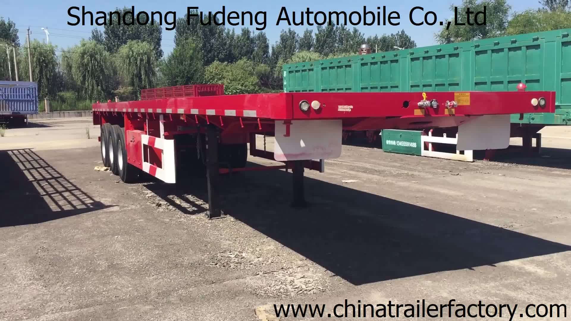 Cheap 3 Axle 40ft Or 20ft Used Trailer Container Flatbed Truck Trailer