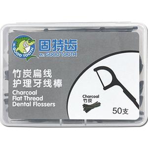 固特齿竹炭扁线护理牙线棒50支*3盒牙齿清理牙签线牙缝牙齿清洁