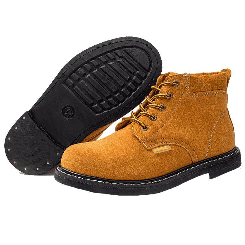 轮胎底耐高温劳保鞋男四季钢包头高帮耐磨防砸防刺电焊工作安全鞋