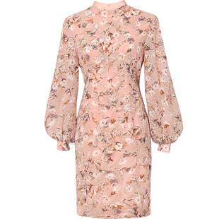 QC2026春装新款时尚气质名媛灯笼袖重工绣花短裤旗袍风连衣裙