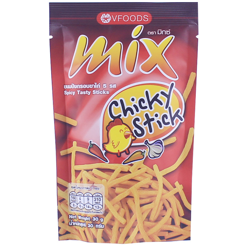 VFOODS MIX脆脆条香辣鸡味虾条泰国进口办公怀旧休闲儿童膨化零食